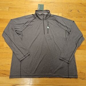New LL Bean Men's Quarter Zip Long Sleeve Quick Dry Trail Tee Grey Size XL